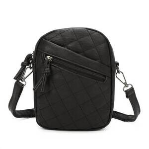 NEW SELINI NEW YORK women's vegan leather diamond quilt mini crossbody bag in bl
